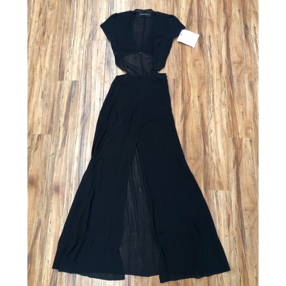 REFORMATION Dress Black Sheer Open Back Long Rare Made in USA REF Maxi